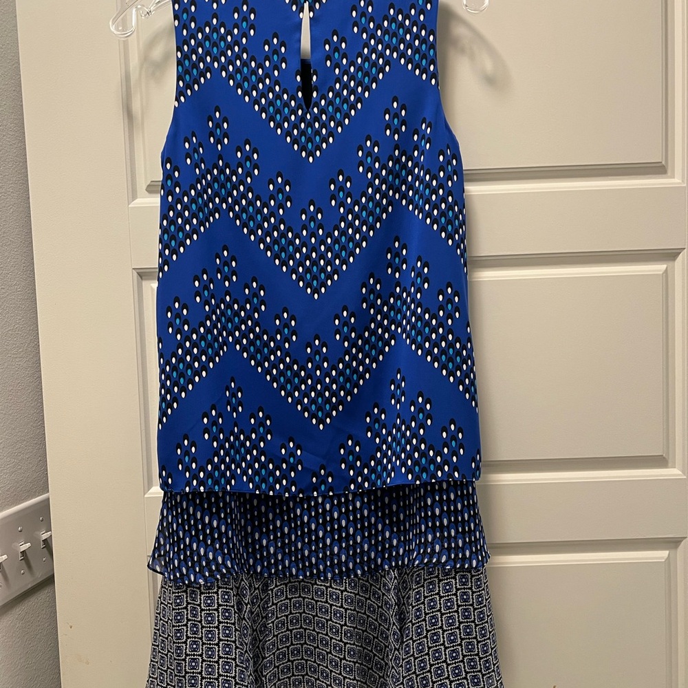 Diane Von Furstenberg Blue and White Sleeveless Dress